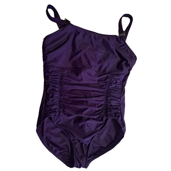 Lands' End Women's 14 Petite Purple One Piece Underwire Shirred Swimsuit - Picture 1 of 8